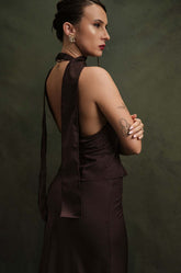 HALTER NECK TOP - BROWN